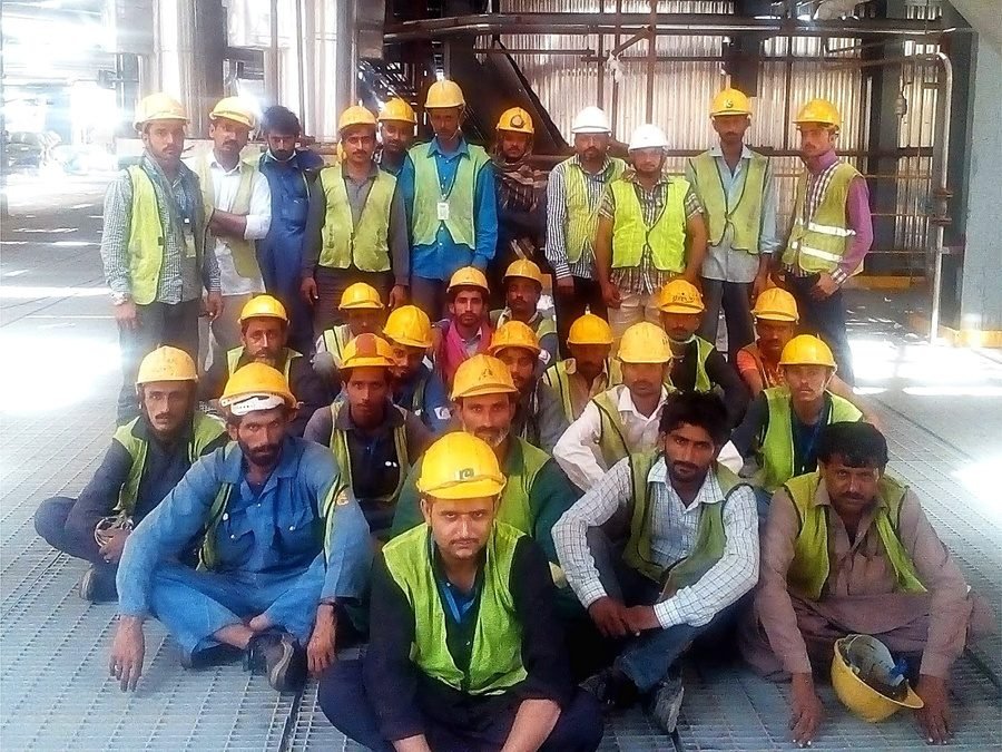 AA FABCON site crew assembled during a plant shutdown in Karachi